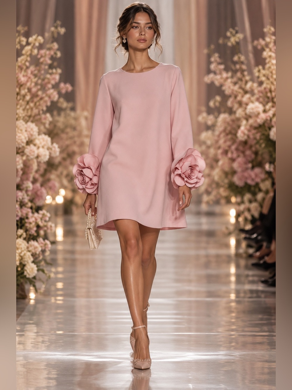 Preston & York Pink Rosette Cuff Shift Dress Size 18 NWT